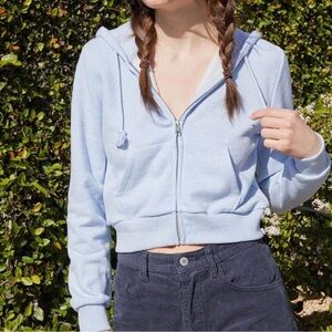 Brandy Melville Light Blue Zip-Up Hoodie